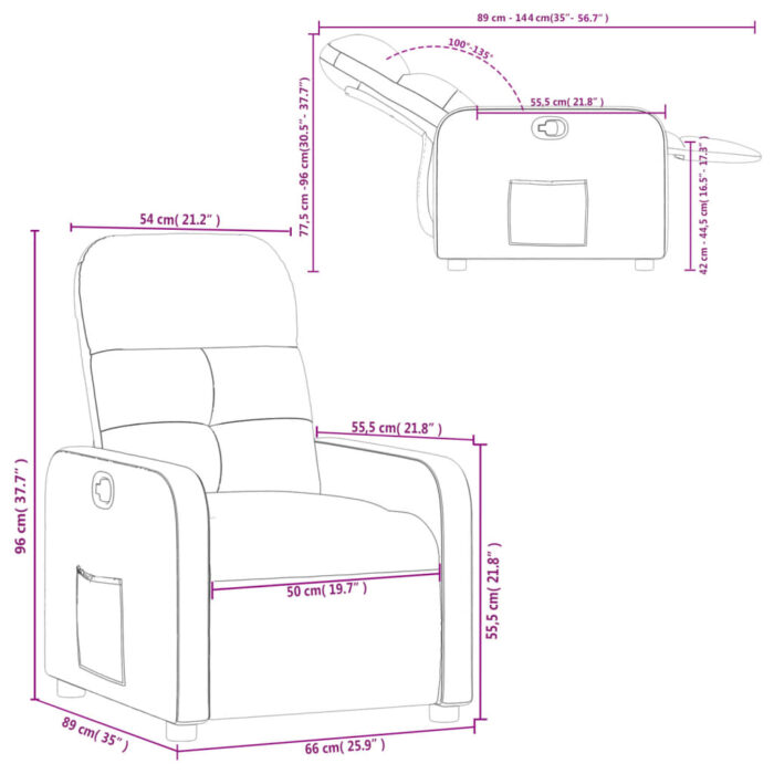 Fauteuil inclinable Gris clair Tissu – Image 9
