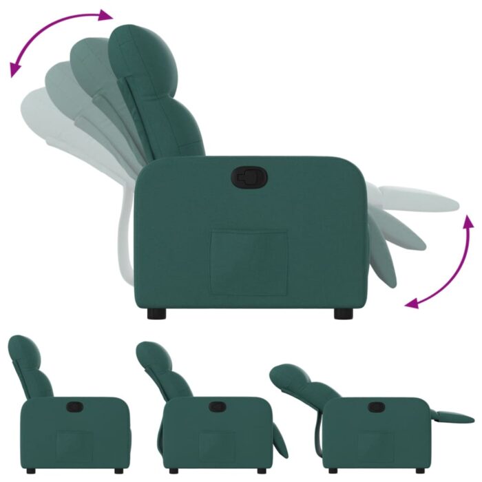 Fauteuil inclinable Vert foncé Tissu – Image 2