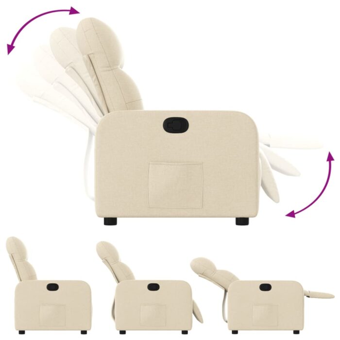 Fauteuil inclinable Crème Tissu – Image 2