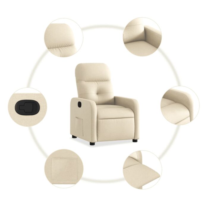 Fauteuil inclinable Crème Tissu – Image 3