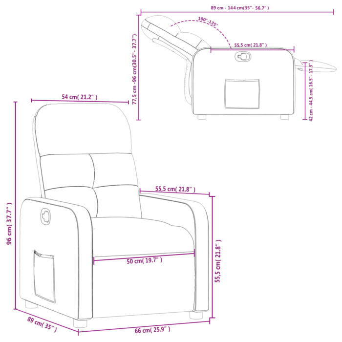 Fauteuil inclinable Crème Tissu – Image 9
