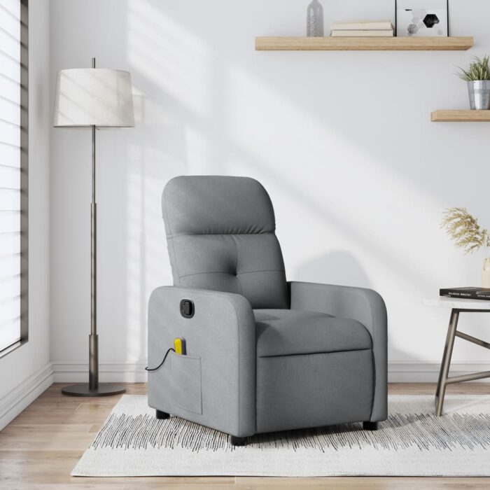Fauteuil de massage inclinable Gris clair Tissu – Image 1