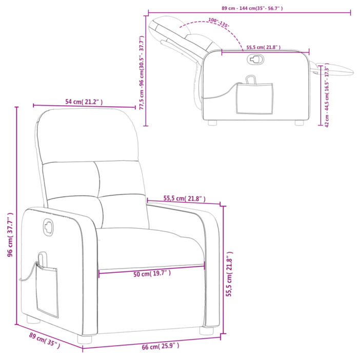Fauteuil de massage inclinable Rouge bordeaux Tissu – Image 10