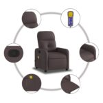 Fauteuil de massage inclinable Marron foncé Tissu – Image 4