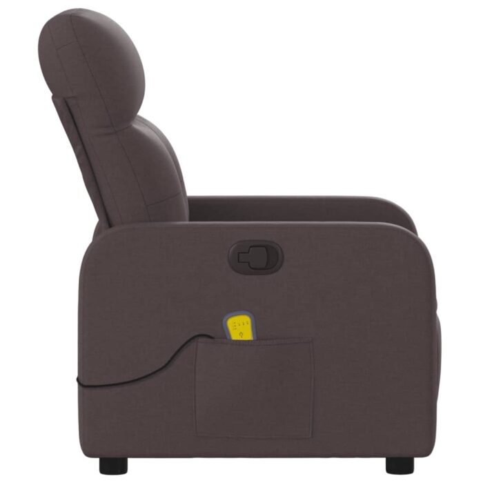 Fauteuil de massage inclinable Marron foncé Tissu – Image 6