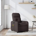 Fauteuil de massage inclinable Marron foncé Tissu