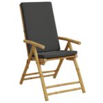 Chaises inclinables de jardin pliantes lot de 2 coussins bambou – Image 2