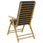Chaises inclinables de jardin pliantes lot de 2 coussins bambou – Image 5