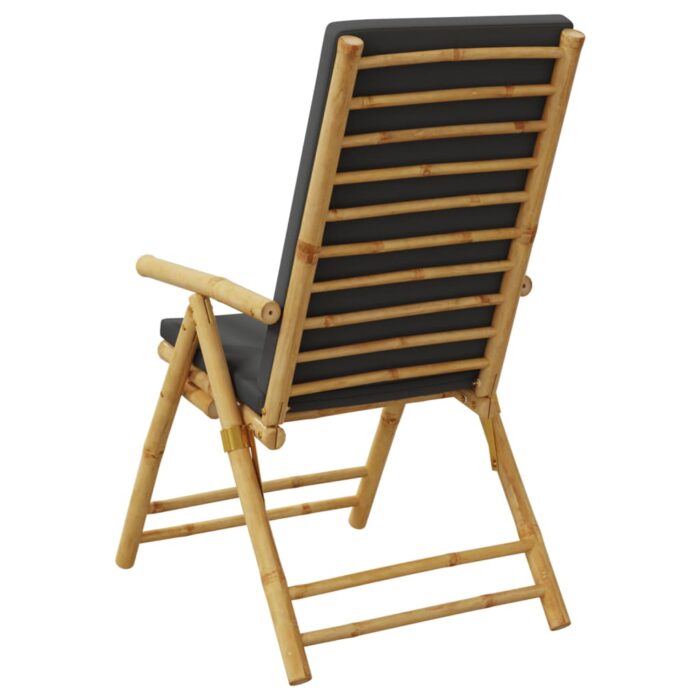 Chaises inclinables de jardin pliantes lot de 2 coussins bambou – Image 5