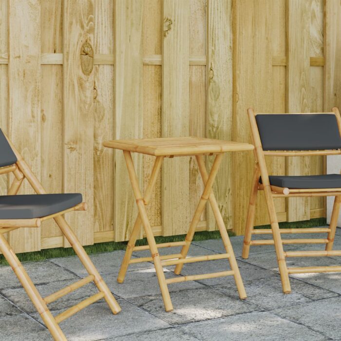 Table de jardin pliable 55x55x75 cm bambou – Image 1