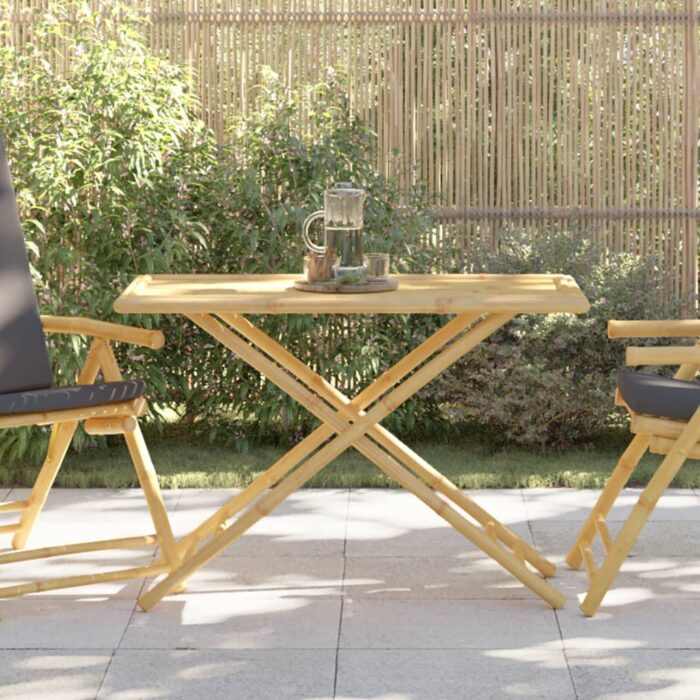 Table de jardin pliable 110x55x75 cm bambou – Image 1
