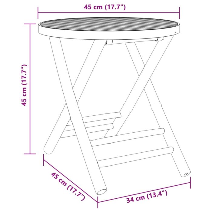 Table de jardin pliable Ø45x45 cm bambou – Image 6