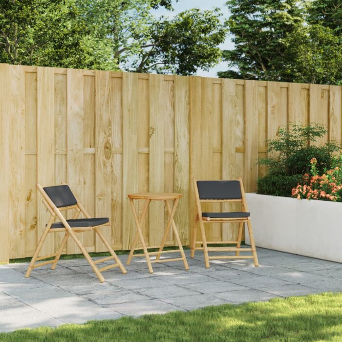 Table de jardin pliable Ø55x75 cm bambou – Image 2