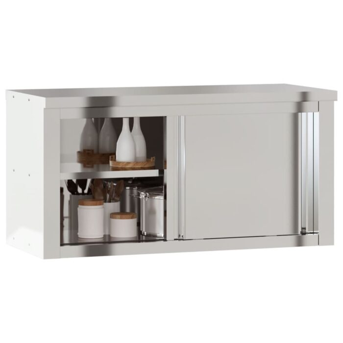 Armoire murale de cuisine avec portes coulissantes inox – Image 2