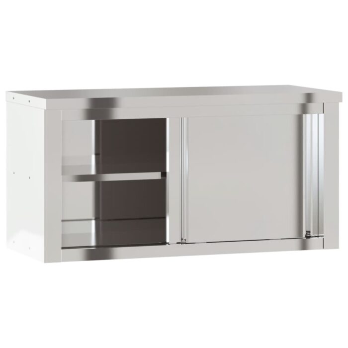 Armoire murale de cuisine avec portes coulissantes inox – Image 3
