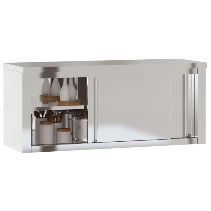 Armoire murale de cuisine avec portes coulissantes inox – Image 2