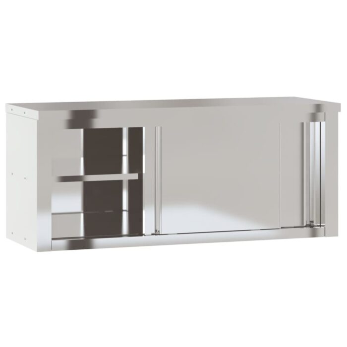 Armoire murale de cuisine avec portes coulissantes inox – Image 3