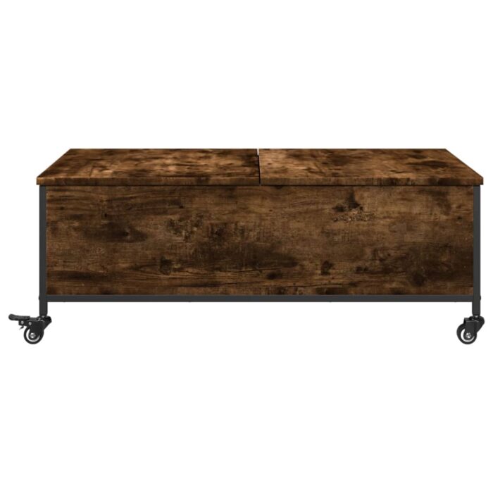 Table basse avec roulettes chêne fumé bois d'ingénierie – Image 4