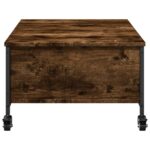 Table basse avec roulettes chêne fumé bois d'ingénierie – Image 6