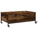 Table basse avec roulettes chêne fumé bois d'ingénierie – Image 7