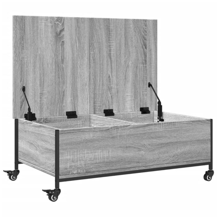 Table basse avec roulettes sonoma gris bois d'ingénierie – Image 5