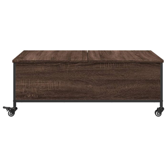 Table basse avec roulettes chêne marron bois d'ingénierie – Image 4