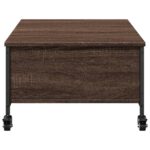 Table basse avec roulettes chêne marron bois d'ingénierie – Image 6