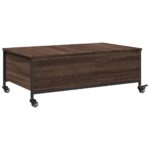 Table basse avec roulettes chêne marron bois d'ingénierie – Image 7