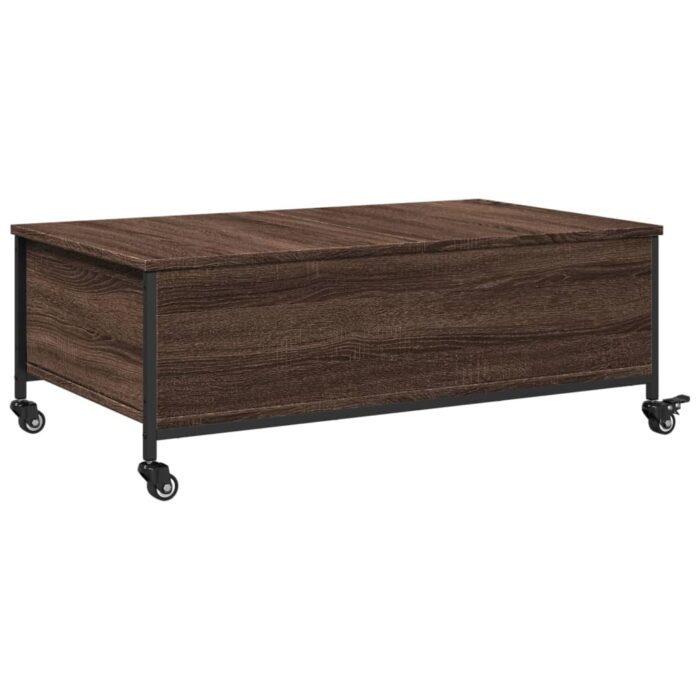 Table basse avec roulettes chêne marron bois d'ingénierie – Image 7
