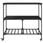 Chariot de cuisine noir 100x50x95 cm bois d'ingénierie – Image 5