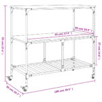 Chariot de cuisine chêne fumé 100x50x95 cm bois d'ingénierie – Image 12