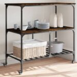 Chariot de cuisine chêne fumé 100x50x95 cm bois d'ingénierie