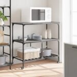 Chariot de cuisine sonoma gris 100x50x95 cm bois d'ingénierie – Image 2