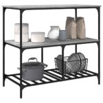 Chariot de cuisine sonoma gris 100x50x95 cm bois d'ingénierie – Image 3