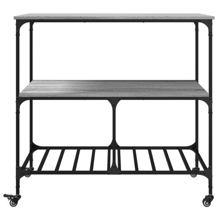 Chariot de cuisine sonoma gris 100x50x95 cm bois d'ingénierie – Image 5