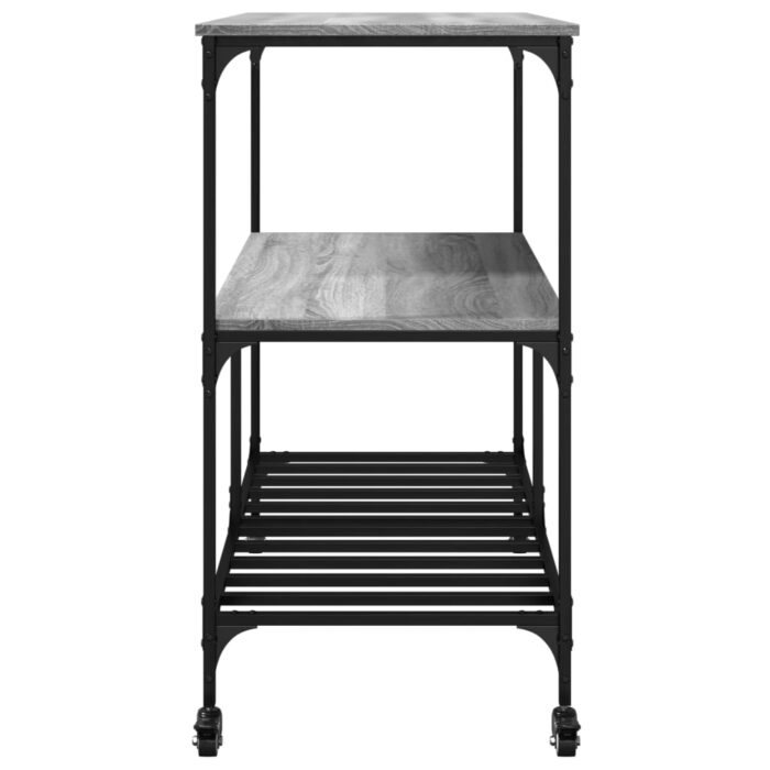 Chariot de cuisine sonoma gris 100x50x95 cm bois d'ingénierie – Image 6