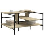 Table basse chêne sonoma 100x100x48,5 cm bois d'ingénierie – Image 2