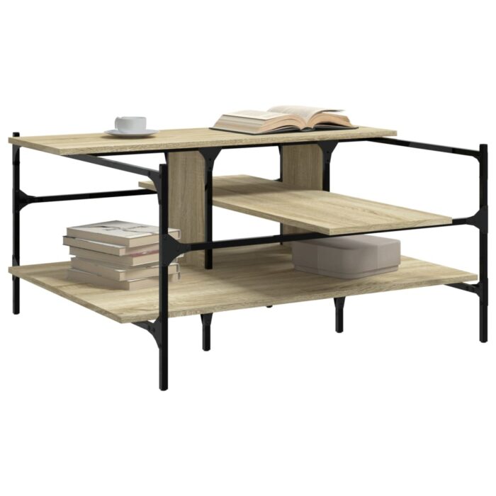 Table basse chêne sonoma 100x100x48,5 cm bois d'ingénierie – Image 2