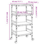 Chariot de cuisine chêne marron 45x35x89,5 bois d'ingénierie – Image 12