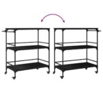 Chariot de cuisine noir 100,5x50x105 cm bois d'ingénierie – Image 10