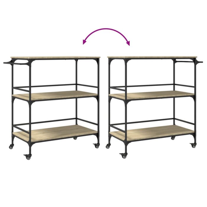 Chariot cuisine chêne sonoma 100,5x50x105 cm bois d'ingénierie – Image 10