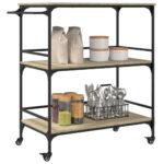 Chariot cuisine chêne sonoma 100,5x50x105 cm bois d'ingénierie – Image 3