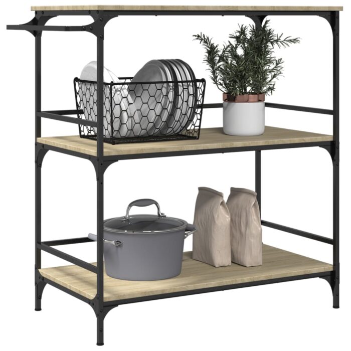Chariot cuisine chêne sonoma 100,5x50x105 cm bois d'ingénierie – Image 4
