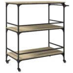 Chariot cuisine chêne sonoma 100,5x50x105 cm bois d'ingénierie – Image 7