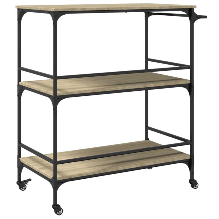 Chariot cuisine chêne sonoma 100,5x50x105 cm bois d'ingénierie – Image 7