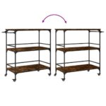Chariot de cuisine chêne fumé 100,5x50x105 cm bois d'ingénierie – Image 10