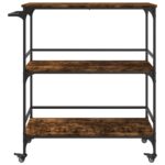 Chariot de cuisine chêne fumé 100,5x50x105 cm bois d'ingénierie – Image 5