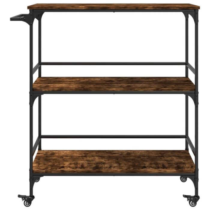Chariot de cuisine chêne fumé 100,5x50x105 cm bois d'ingénierie – Image 5