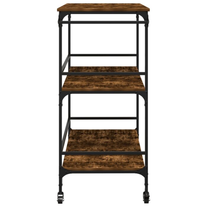 Chariot de cuisine chêne fumé 100,5x50x105 cm bois d'ingénierie – Image 6