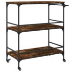 Chariot de cuisine chêne fumé 100,5x50x105 cm bois d'ingénierie – Image 7